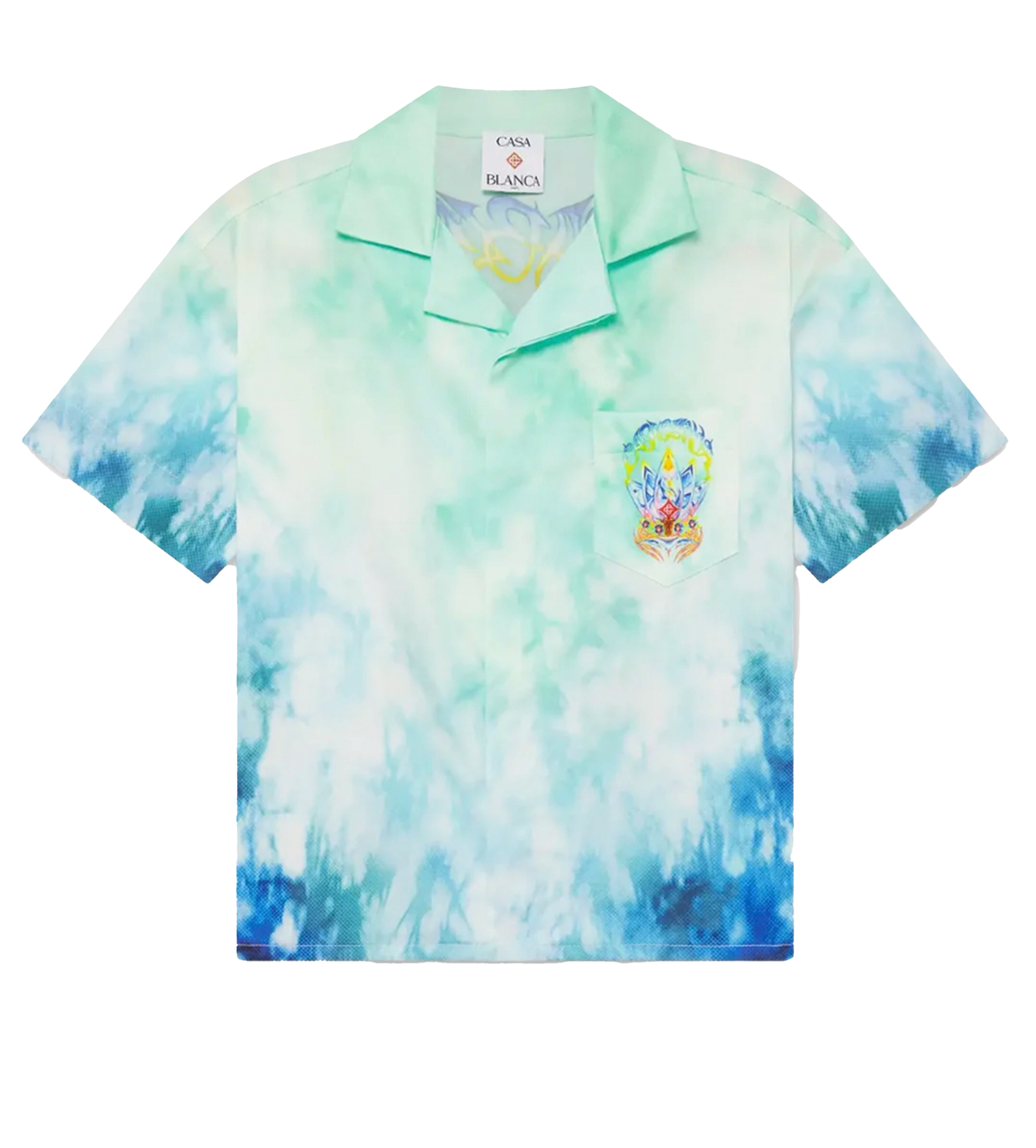 Casablanca Surf Lotus Short Sleeve Shirt in Blue & Green (Kids)