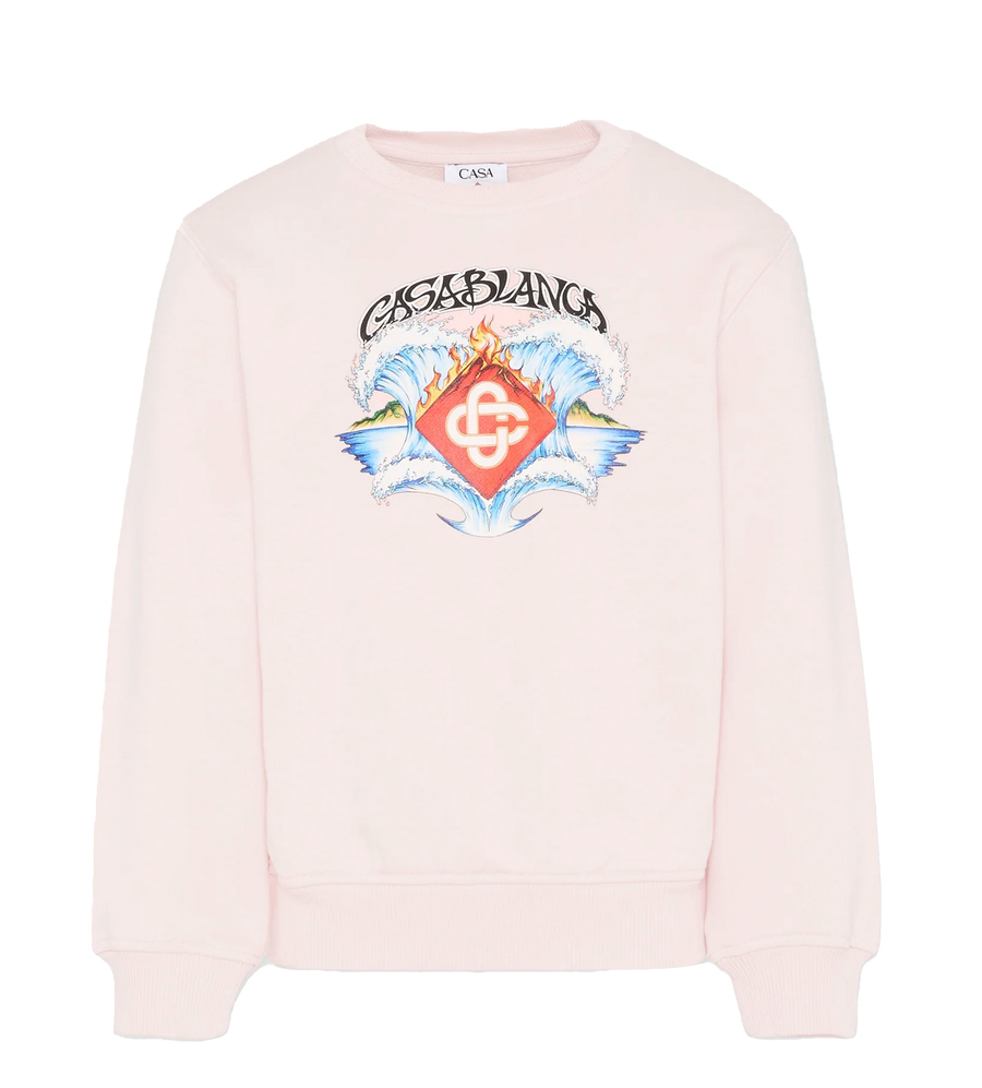 Casablanca Waves Crewneck Sweatshirt in Pink Multicolour (Kids)