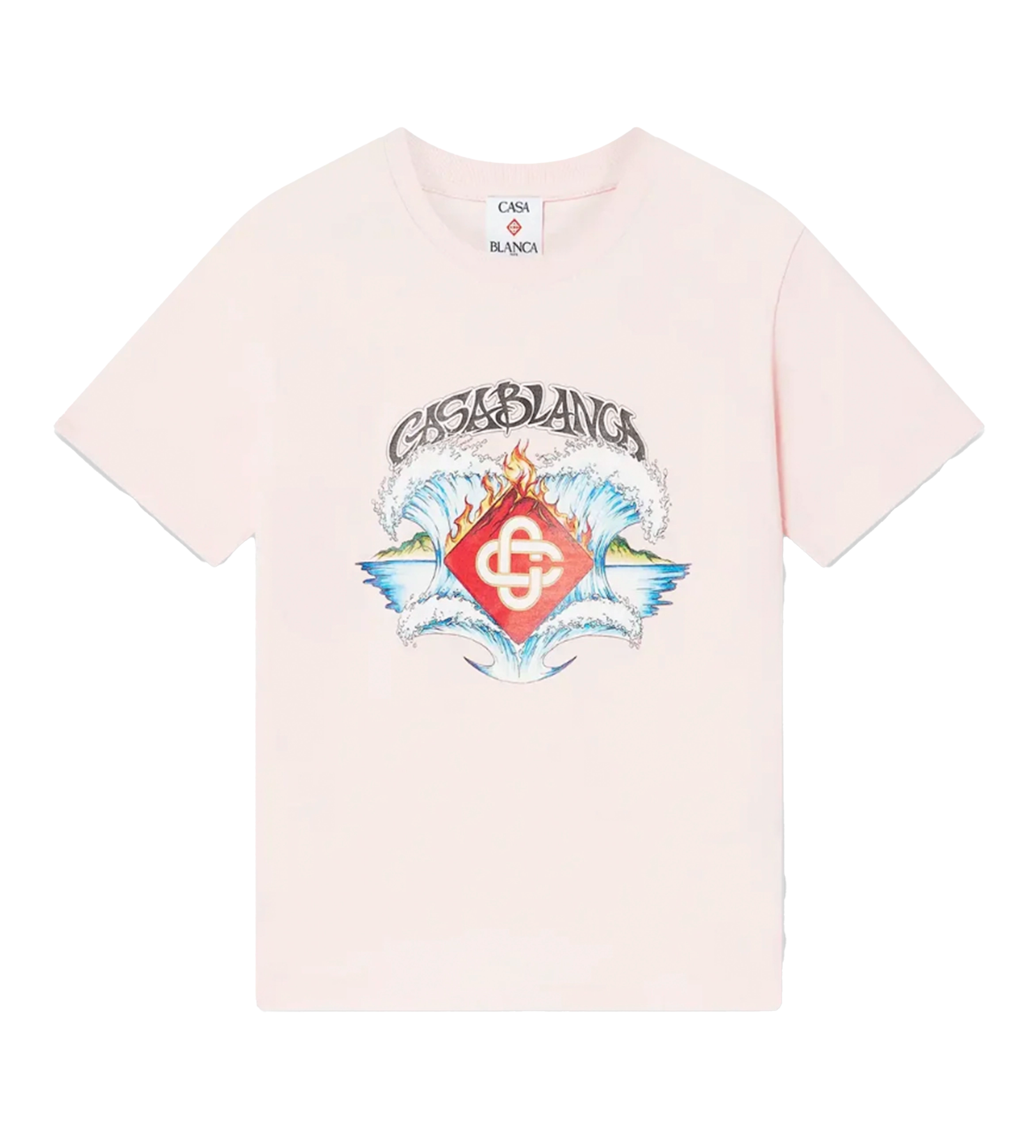Casablanca Waves Short Sleeve T-Shirt in Pink Multicolour (Kids)