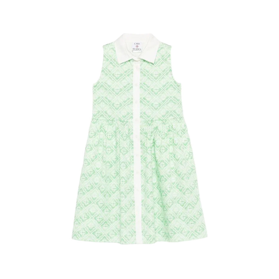 Casablanca Wavy Monogram Shirt Dress in Green (Kids)