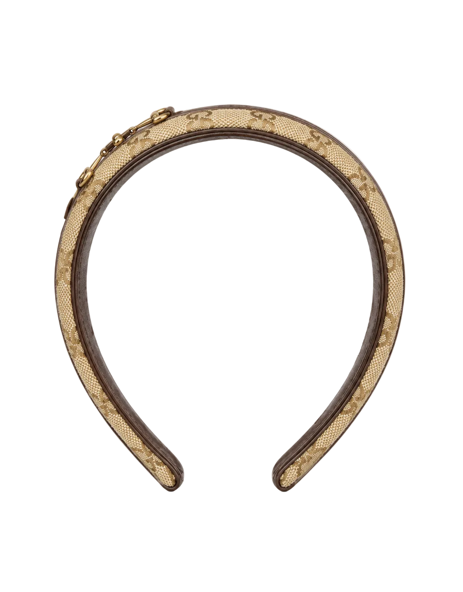 Kids GG Canvas Hoofdband Beige/Ebbenhout