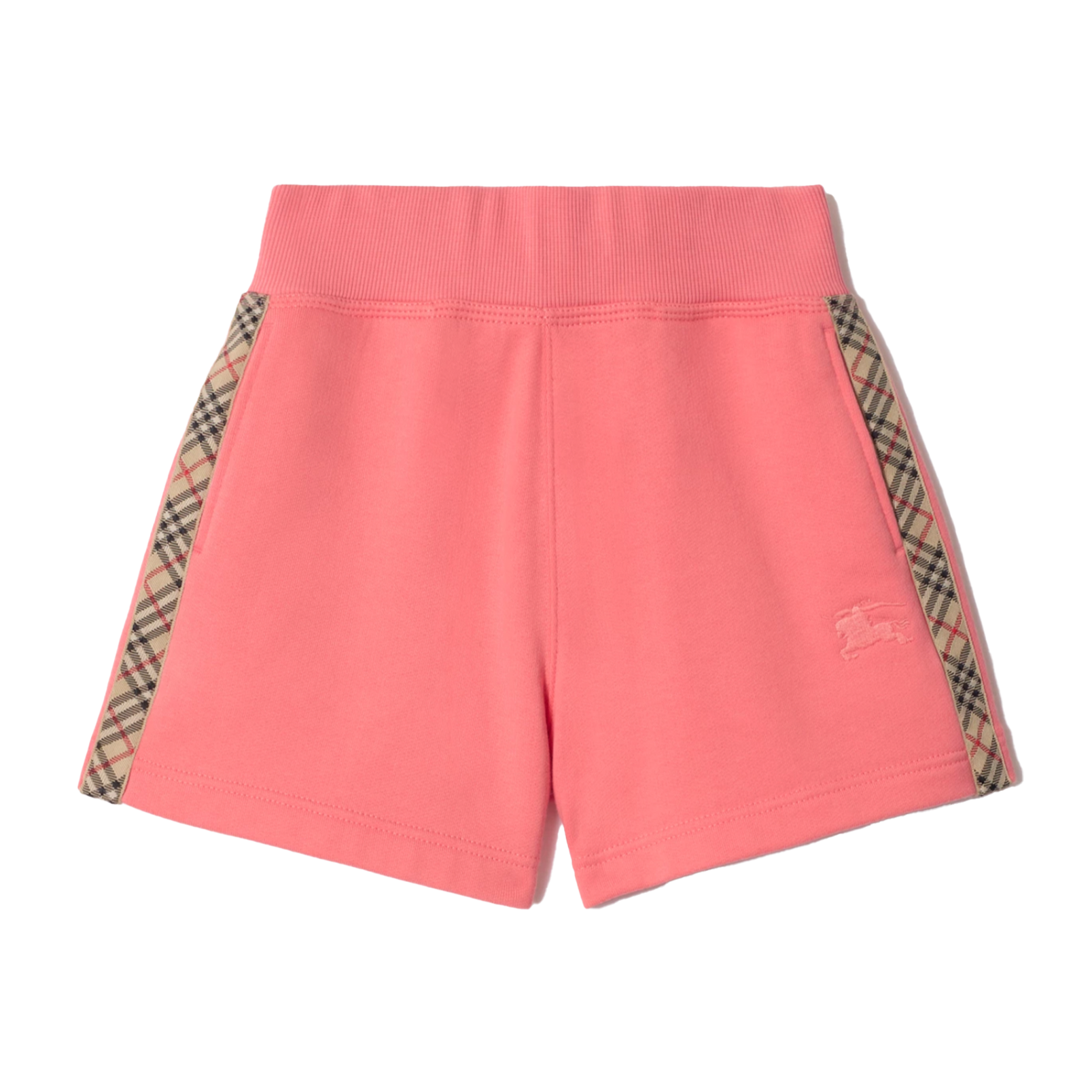Burberry Check Trim Cotton Shorts in Pale Hibiscus (Kids)