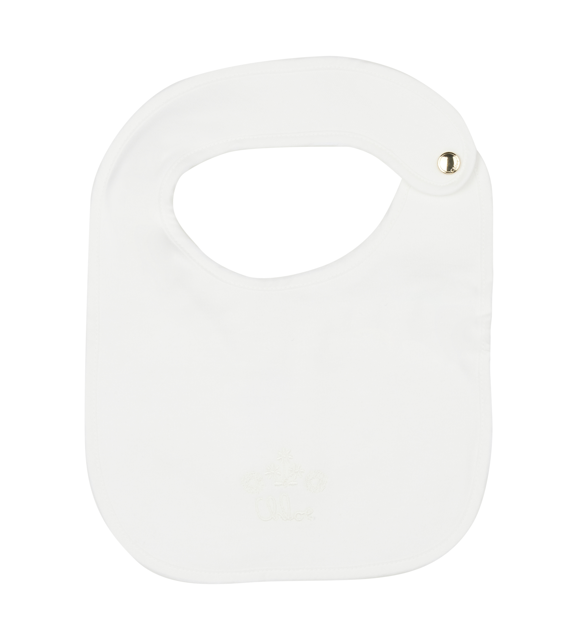 White bib on a white background
