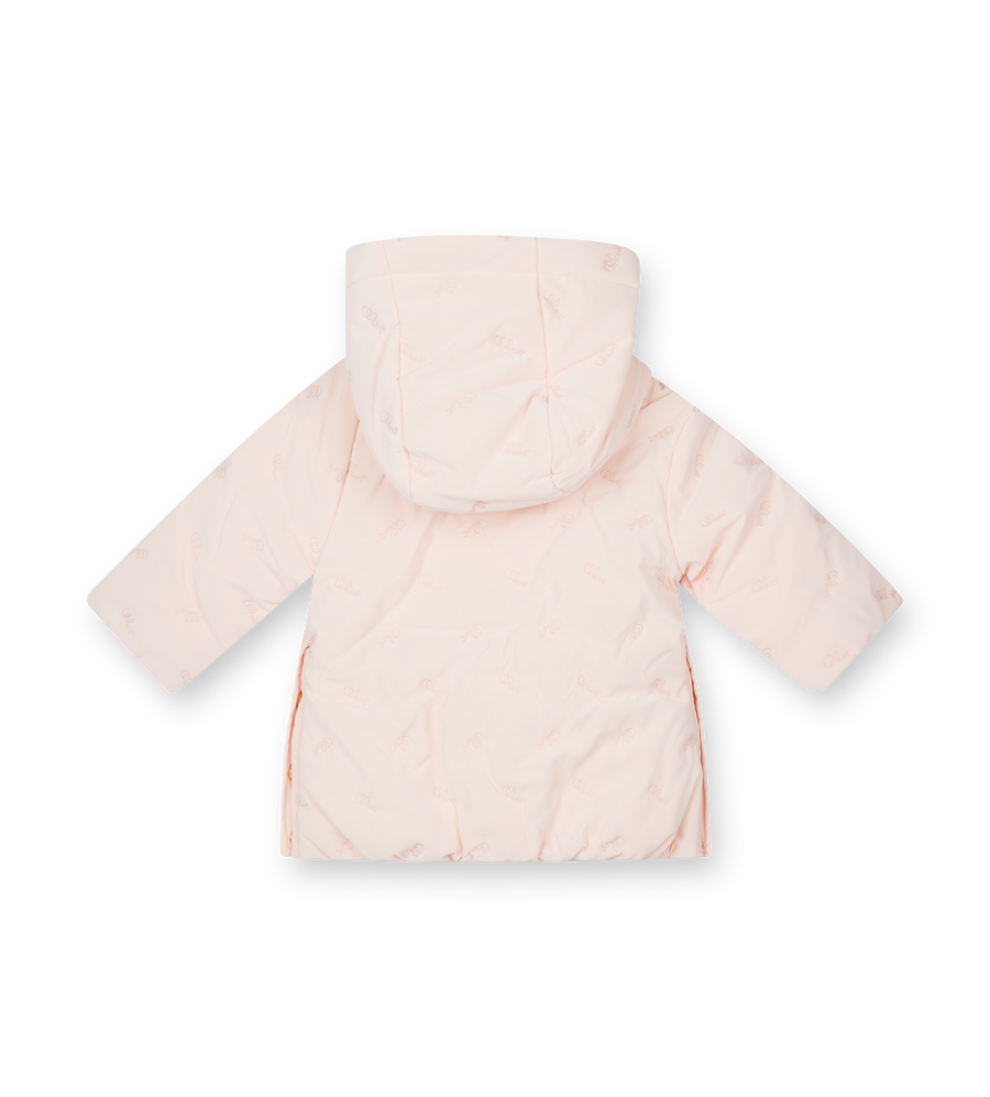 Beige puffer jacket on a white background