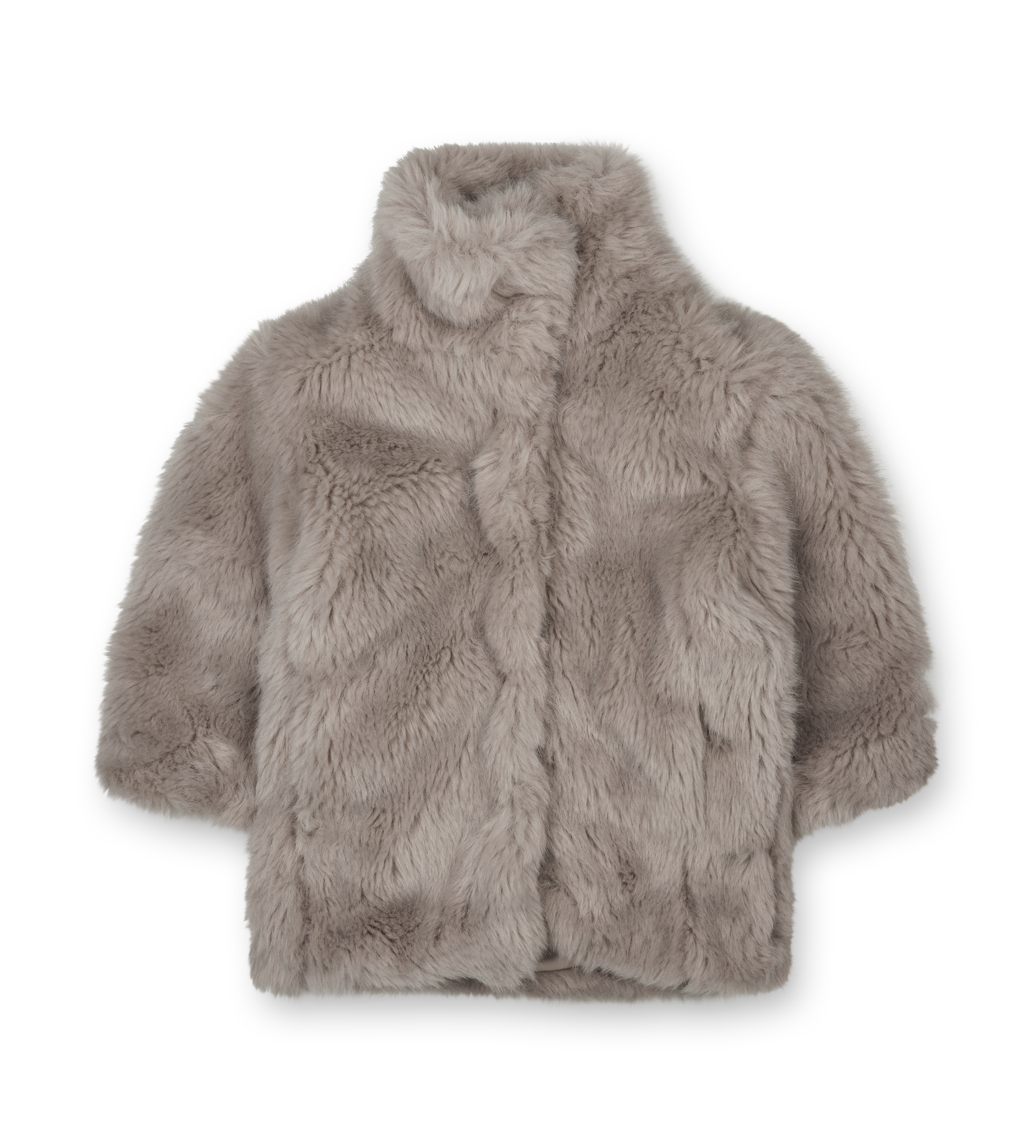 Gray fur coat on a white background