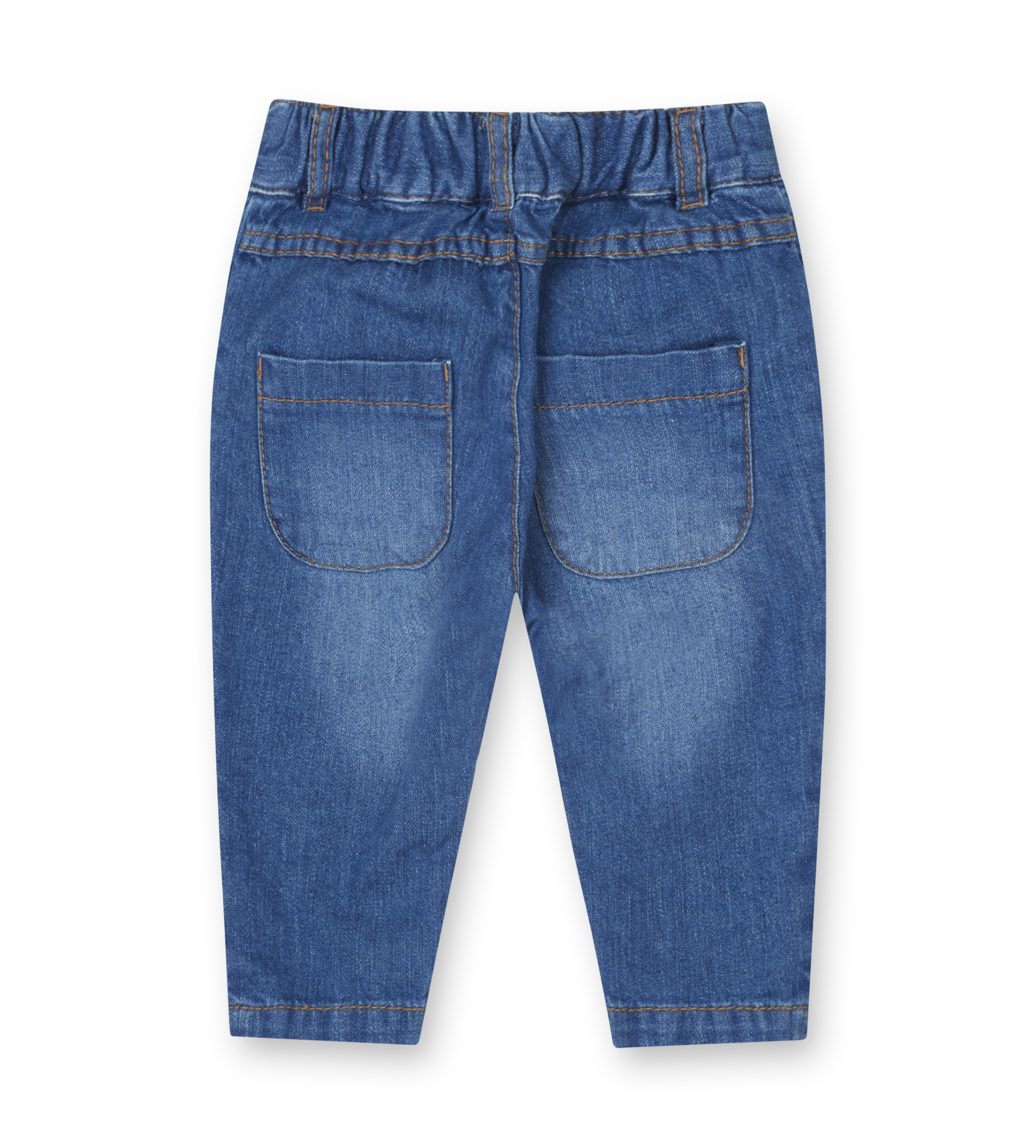 Blue denim pants on a white background