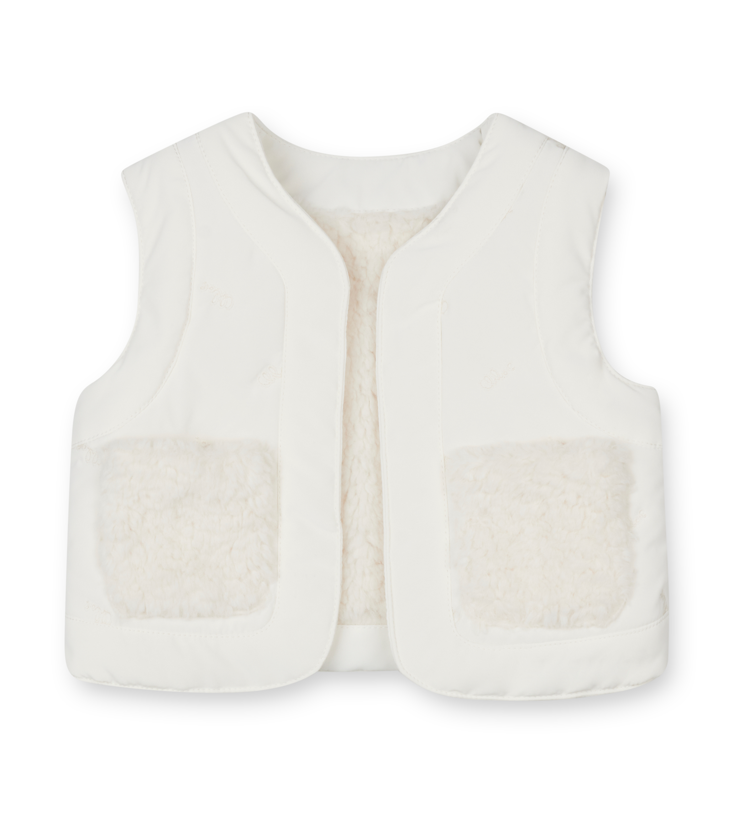 White quilted vest on a white background