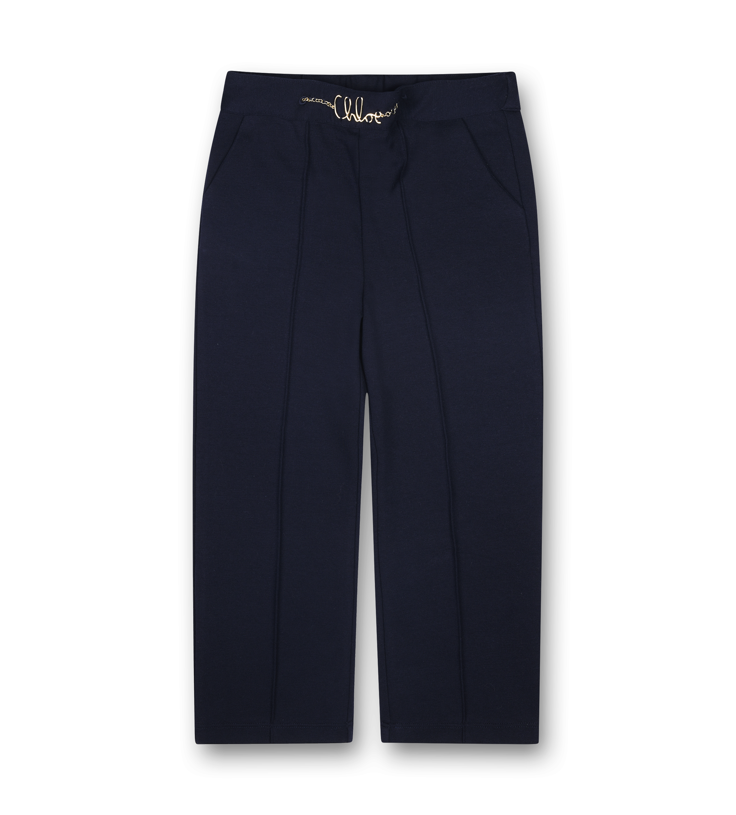 Chloé Tailored Trousers with Logo Belt Detail in Navy (Kids)
