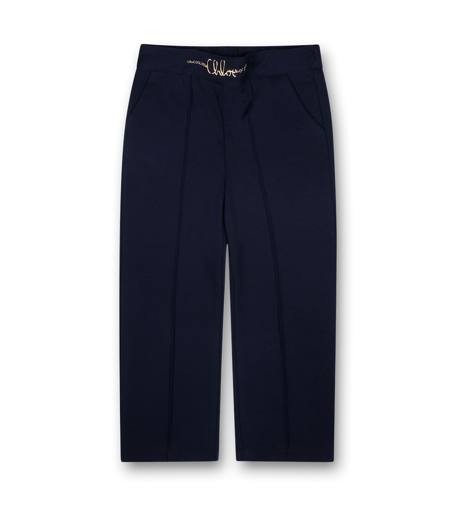 Chloé Tailored Trousers with Logo Belt Detail in Navy (Kids)