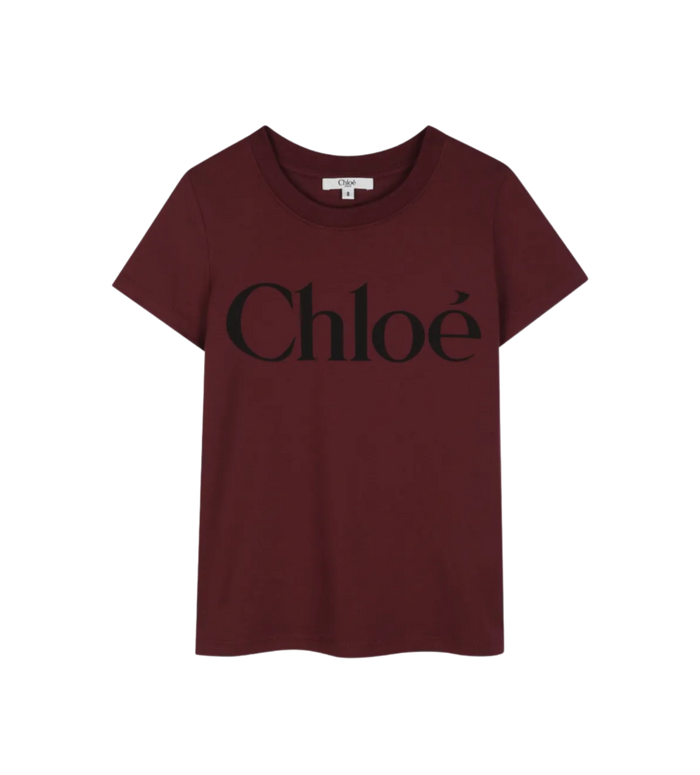 Kids T-shirt met logoprint Bordeauxrood