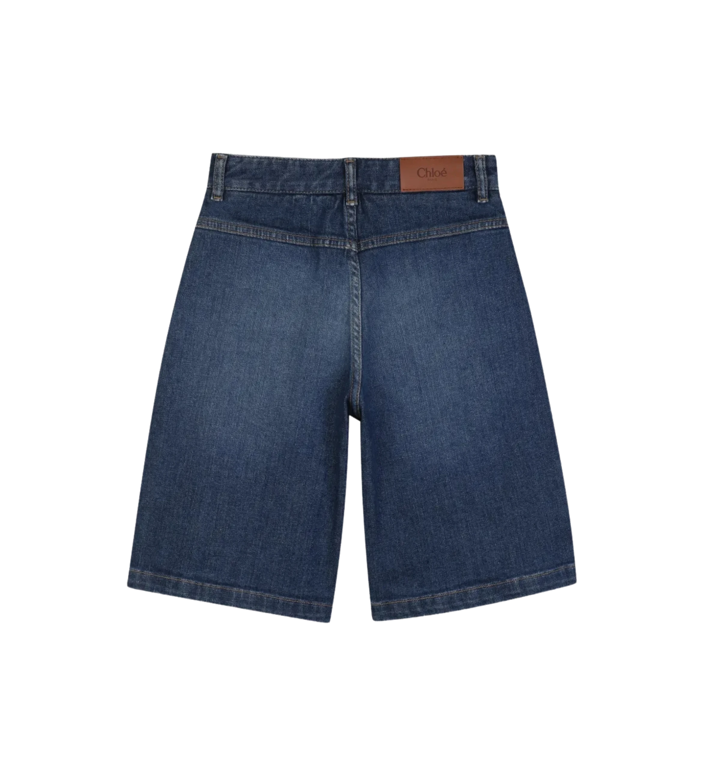 Kids Denim Bermuda Shorts Met Hoge Taille Blauw