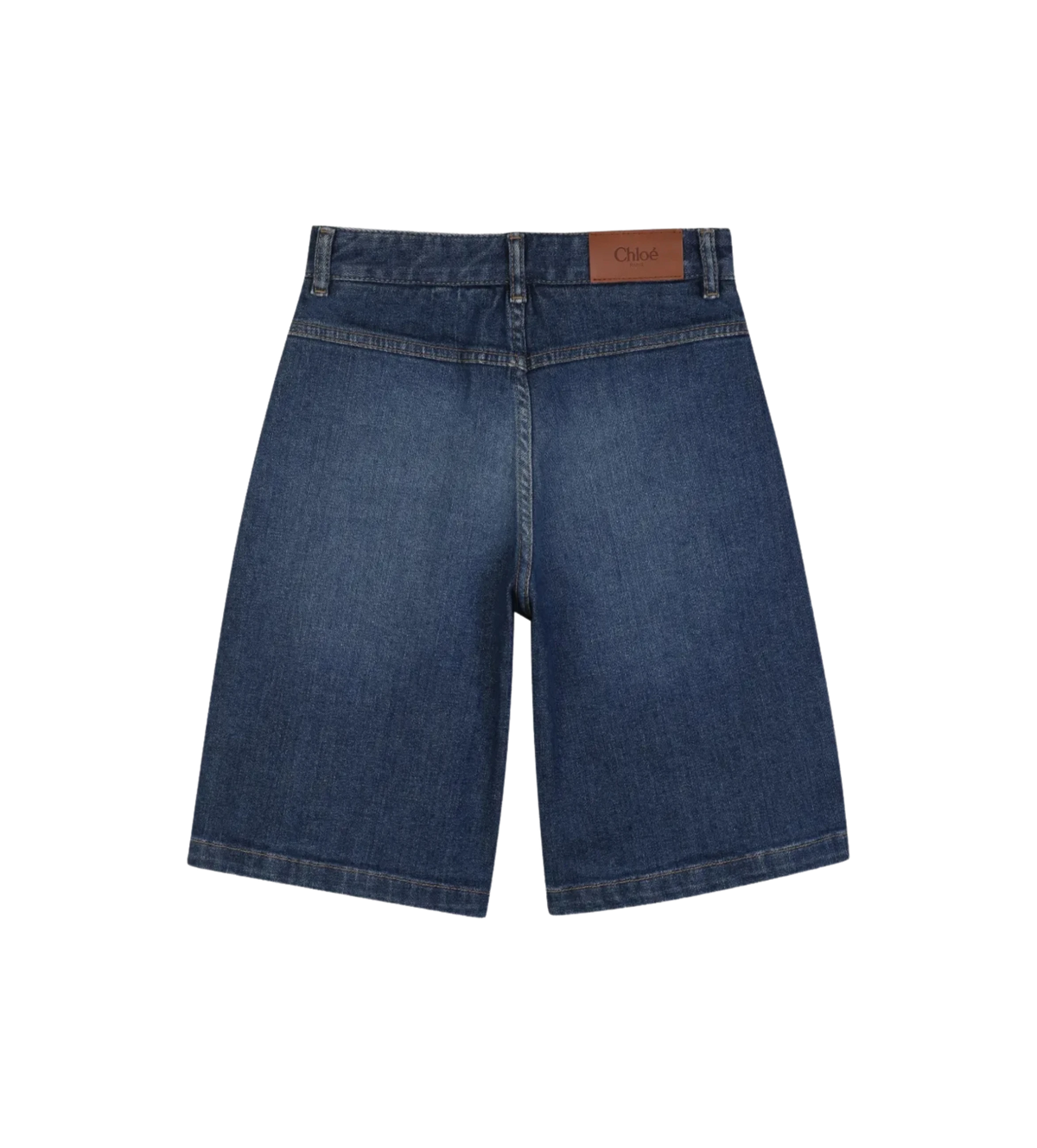 Kids Denim Bermuda Shorts Met Hoge Taille Blauw