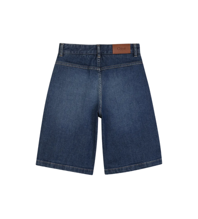 Kids Denim Bermuda Shorts Met Hoge Taille Blauw