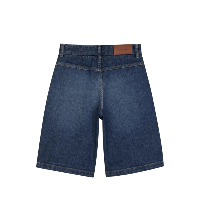 Kids Denim Bermuda Shorts Met Hoge Taille Blauw