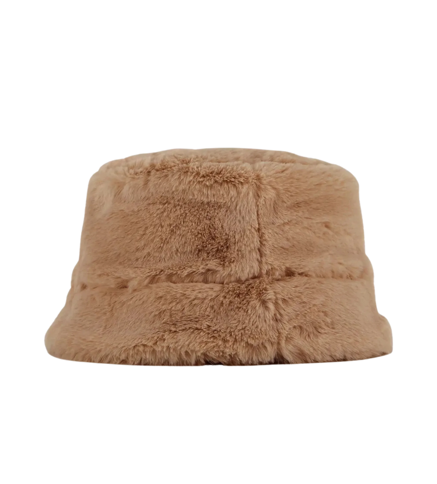 Kids Faux Fur Logo-Patch Bucket Hat