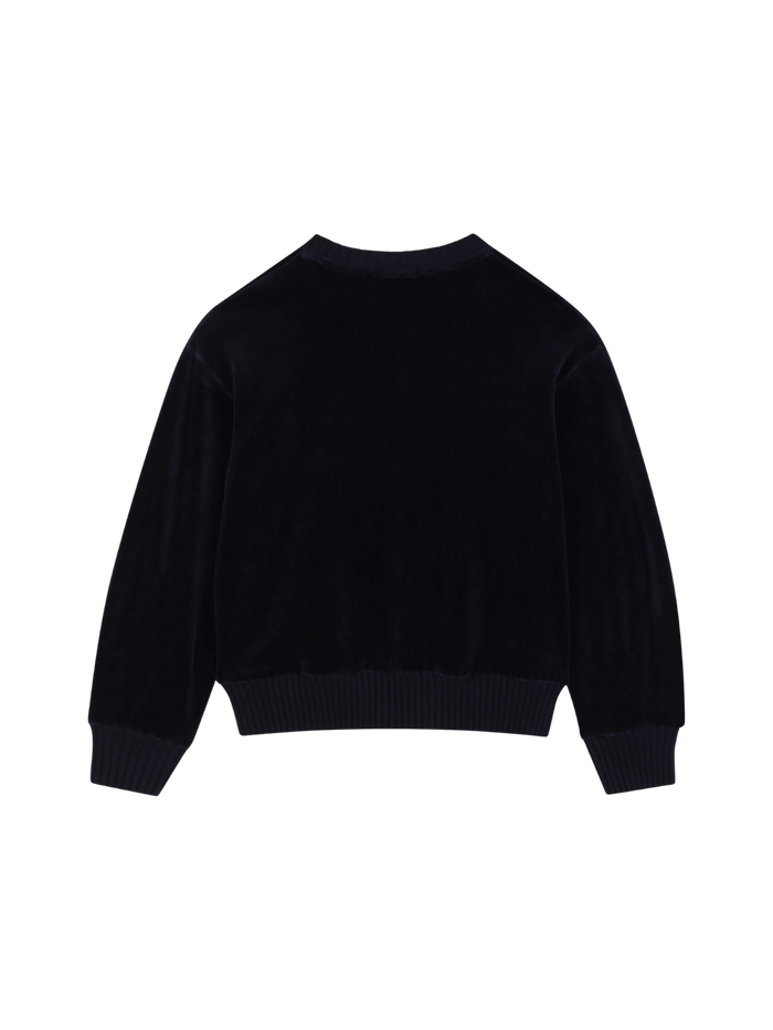 Kids Sweatshirt Katoen Velvet met logoborduurwerk Blauw