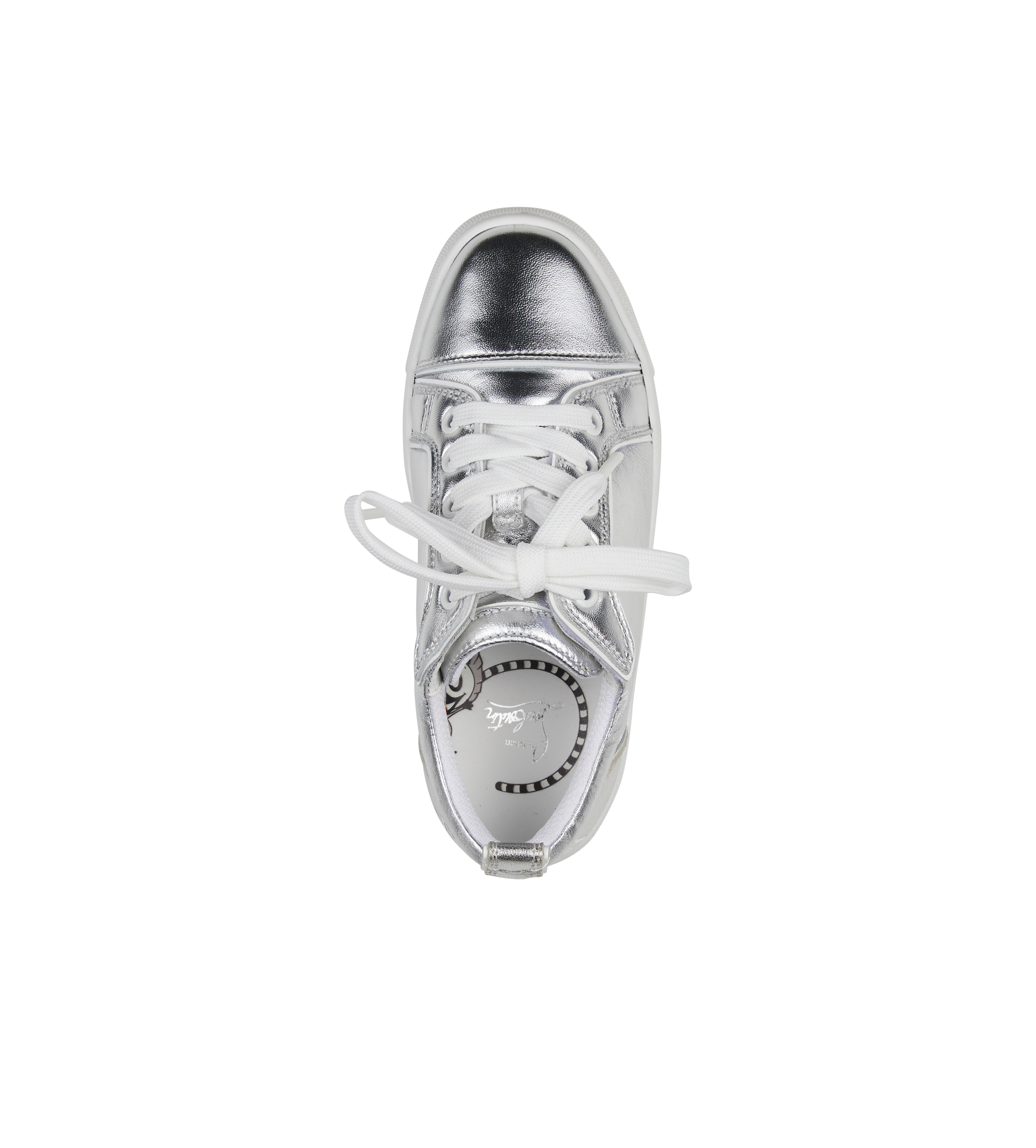 Christian Louboutin Funnyto Low-Top Metallic Silver Leather Sneakers (GS)