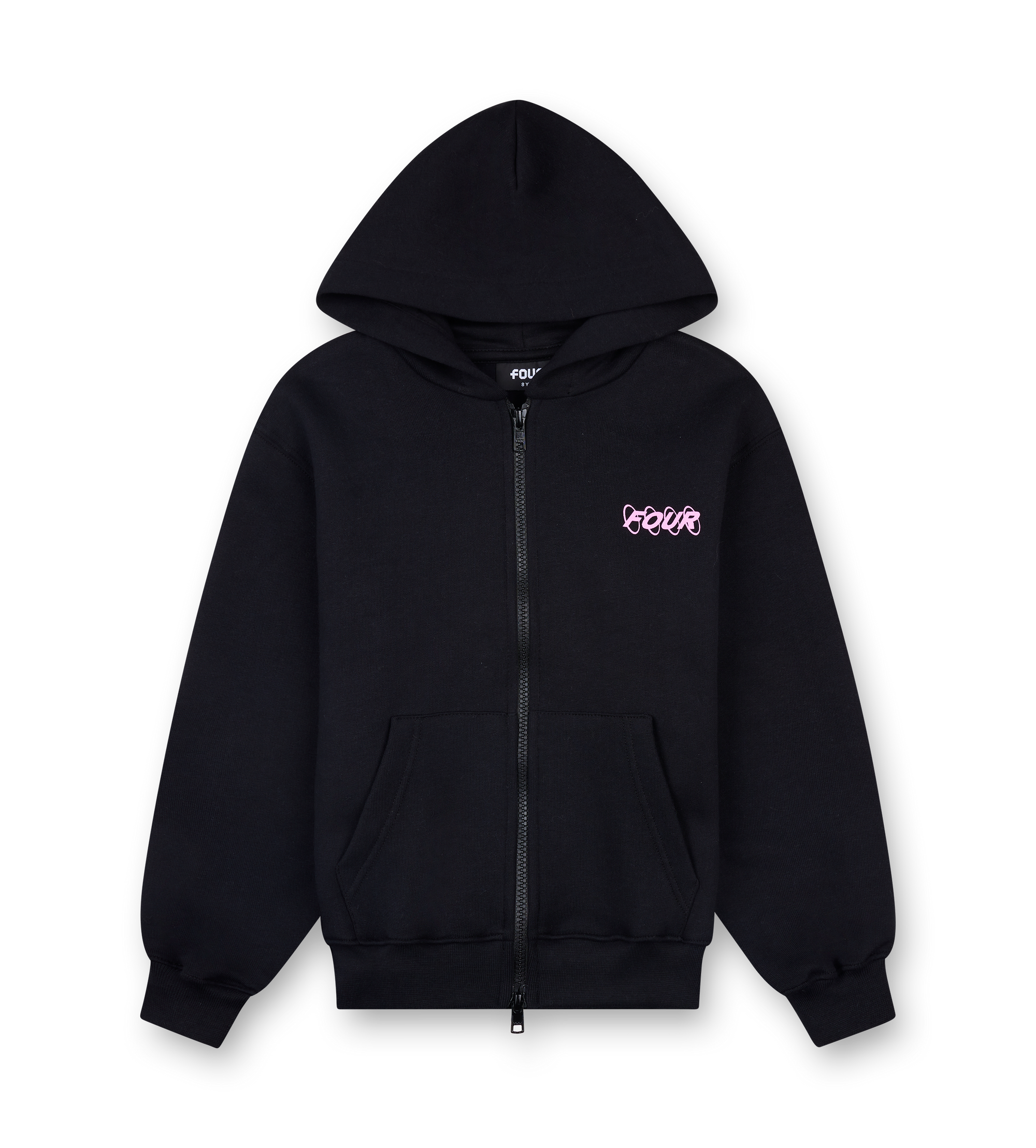 Circles Boxy Zip Up Hoodie Zwart/Roze