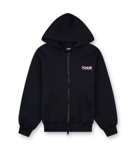 Circles Boxy Zip Up Hoodie Black/ Pink