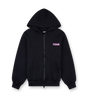 Circles Boxy Zip Up Hoodie Black/ Pink