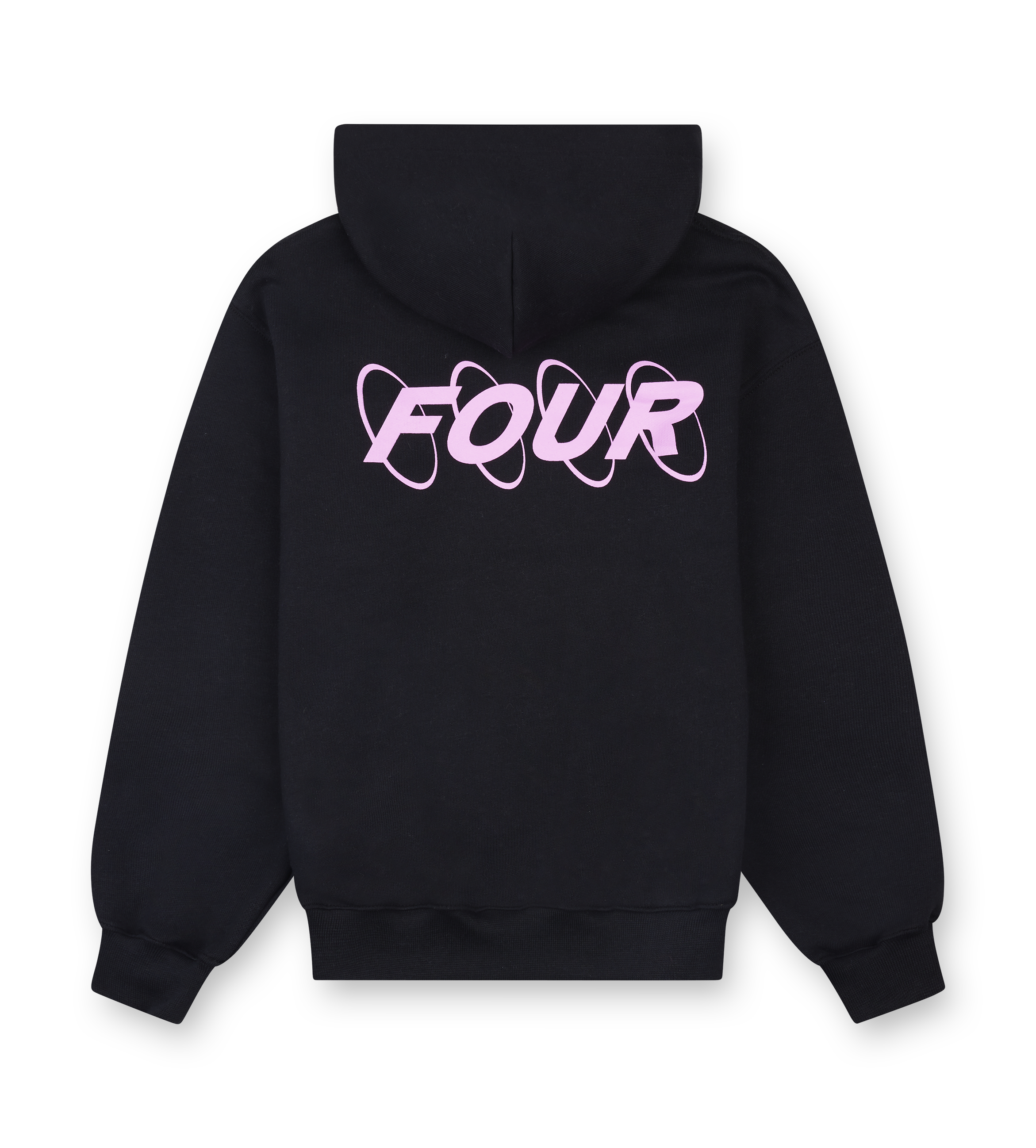 Circles Boxy Zip Up Hoodie Black/ Pink
