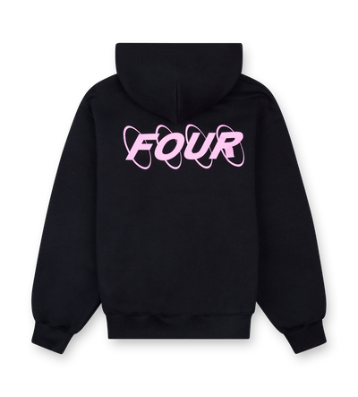 Circles Boxy Zip Up Hoodie Zwart/Roze