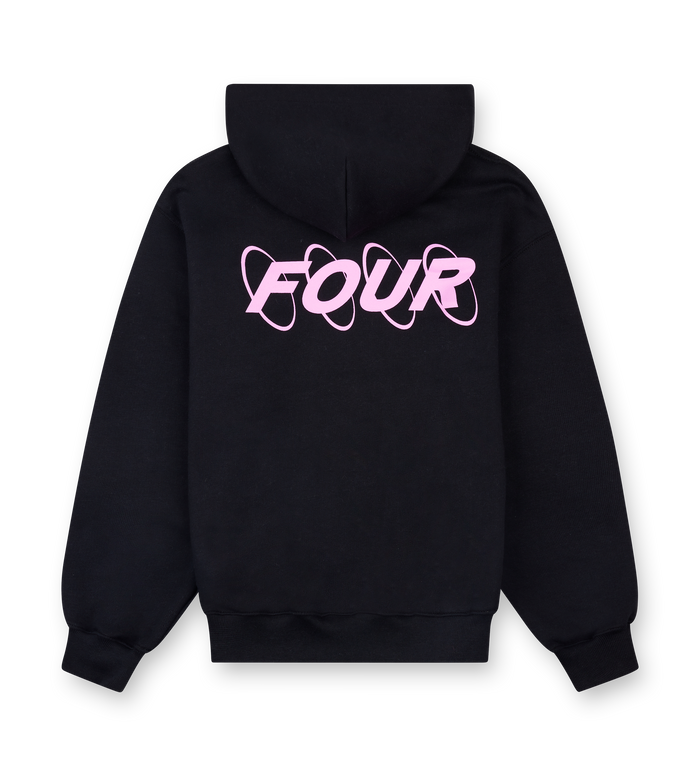 Circles Boxy Zip Up Hoodie Black/ Pink