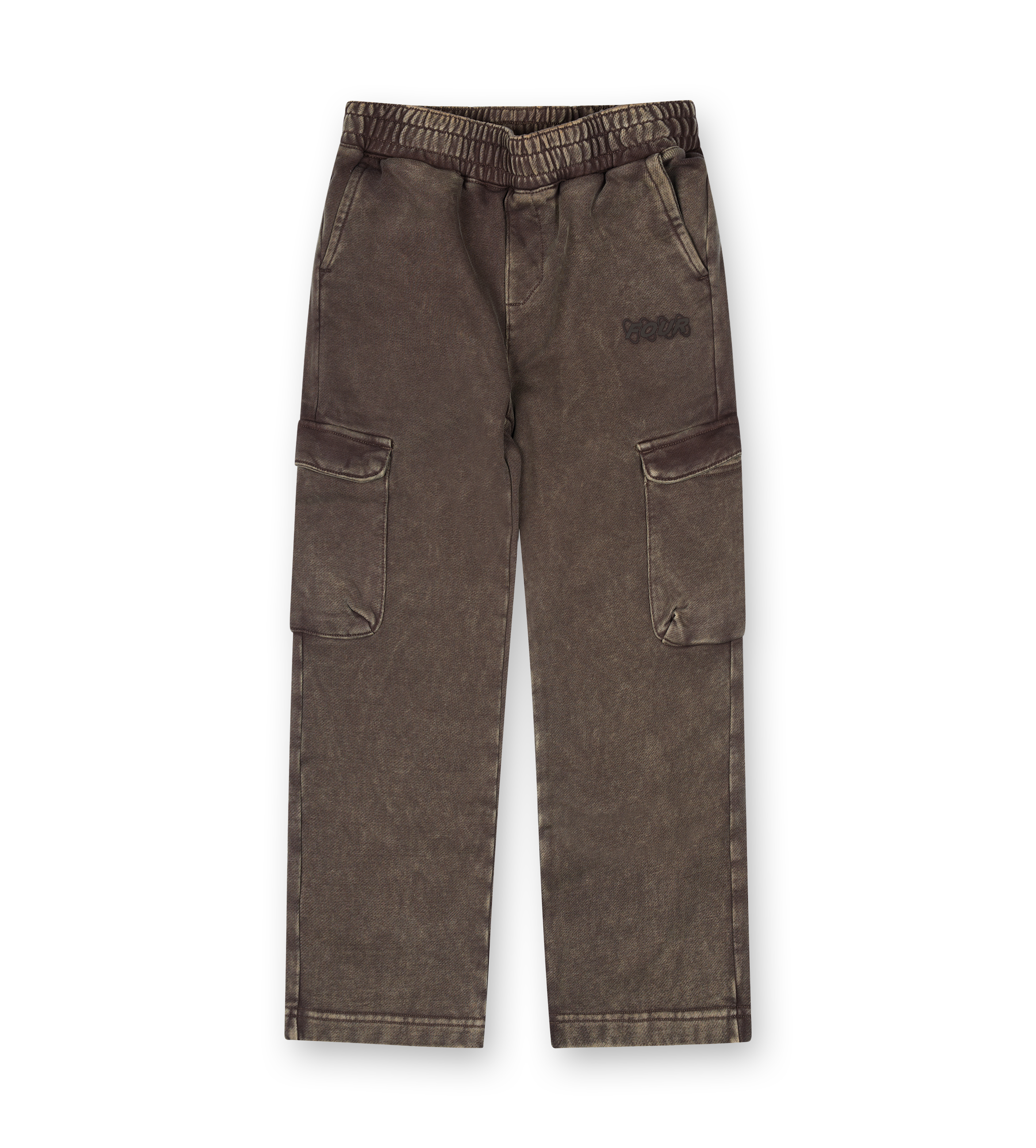 Brown cargo pants on a white background
