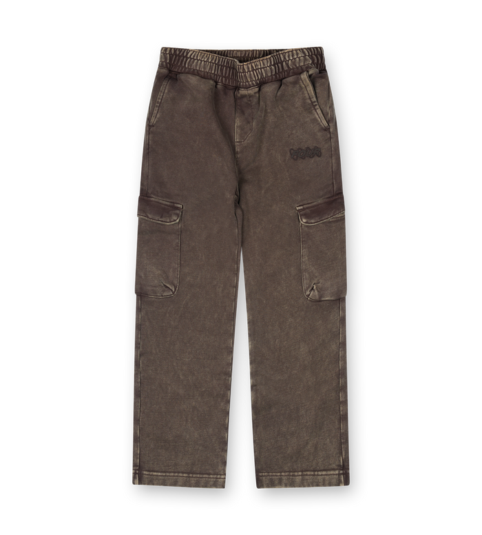 Brown cargo pants on a white background