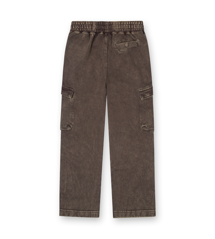 Brown cargo pants on a white background