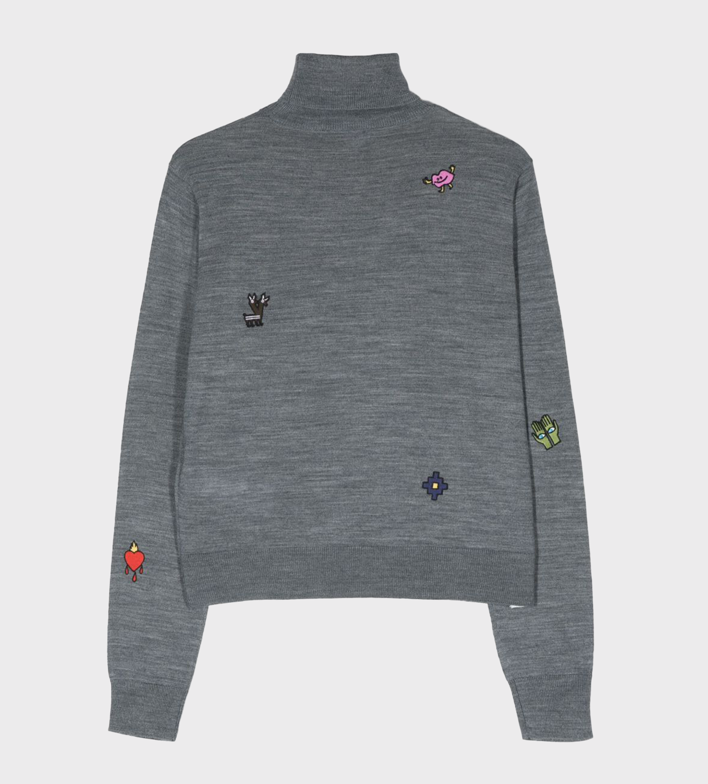 Graphic-Print High-Neck Jumper Grey