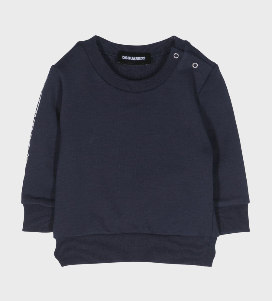 Logo-Print Cotton Sweatshirt Navy Blue