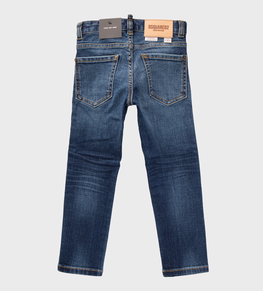 Destroyed Stretch Denim Jeans Blue