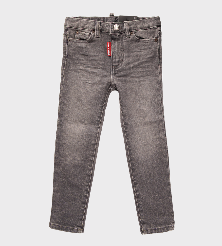 Logo-Patch Skater Jeans Grey