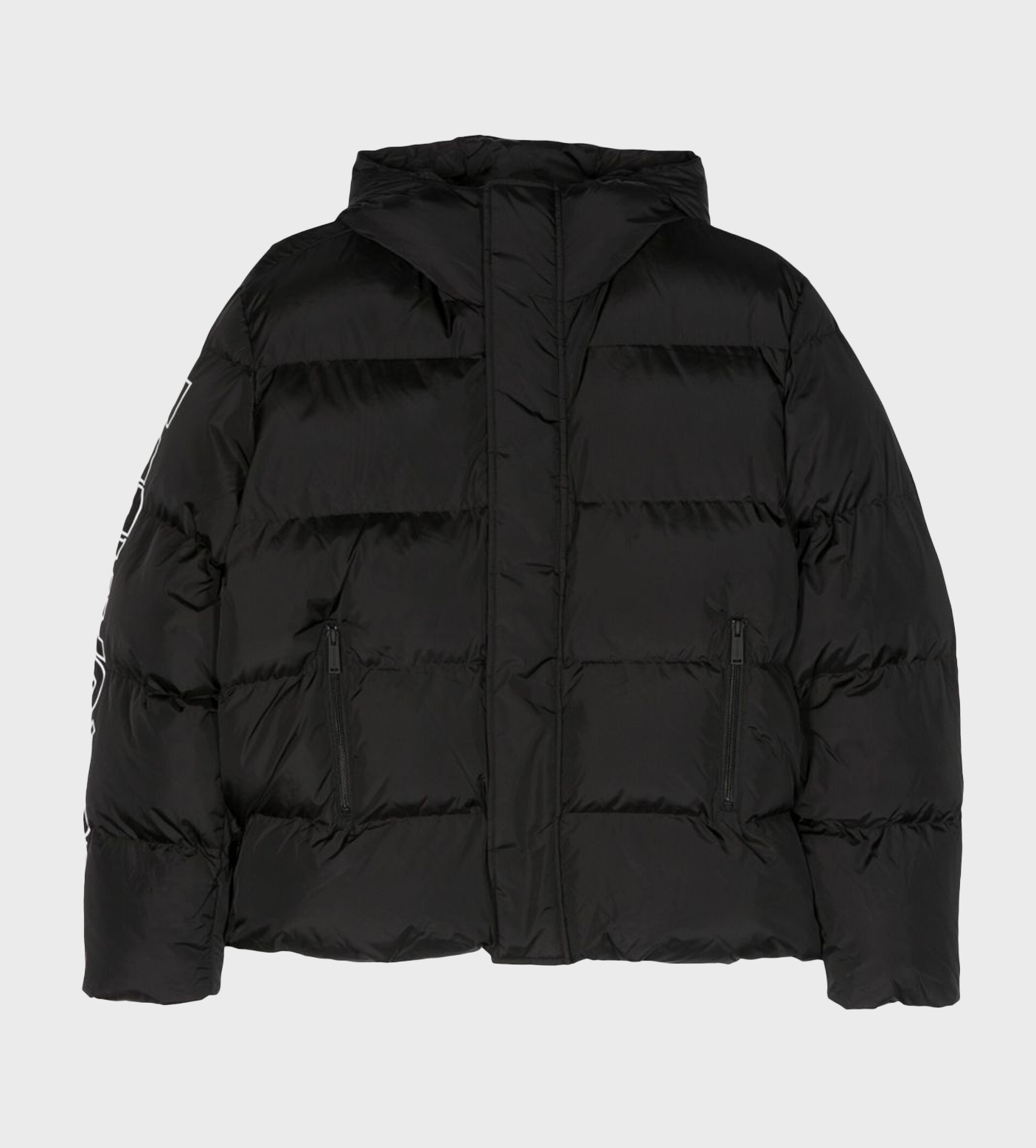 Logo-Print Padded Hooded Jacket Black