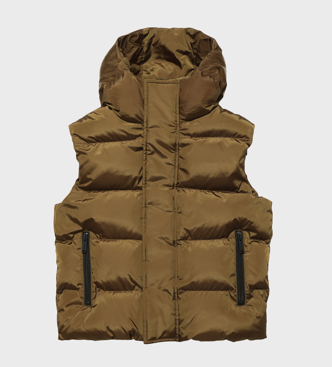 Padded Hooded Gilet Brown