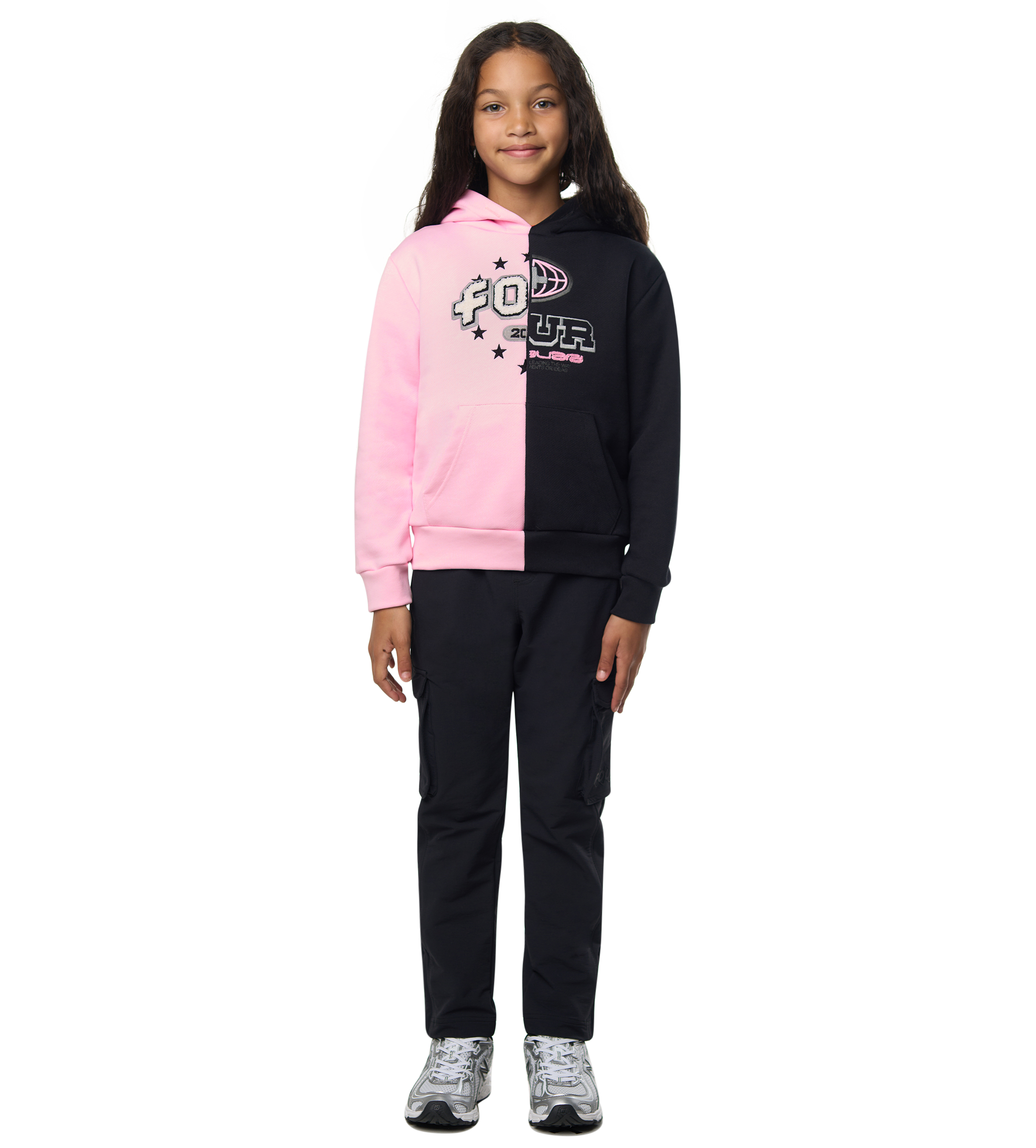 Split Hoodie Black/ Soft Pink