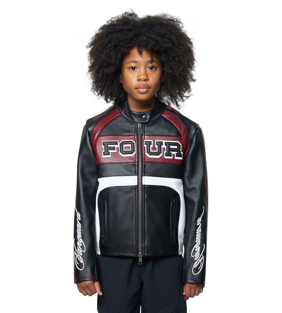 Leather Motor Jacket Black/ Red