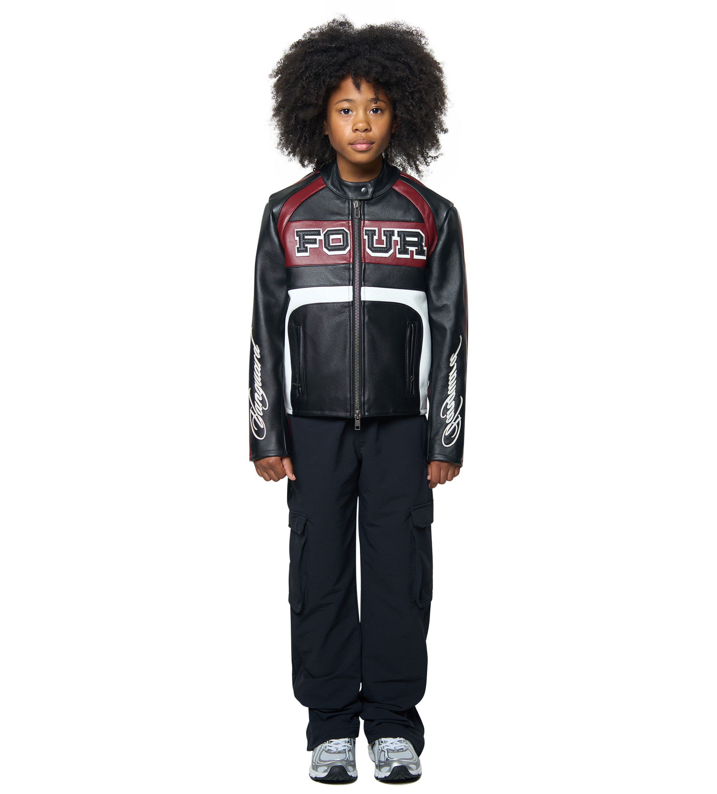Leather Motor Jacket Black/ Red
