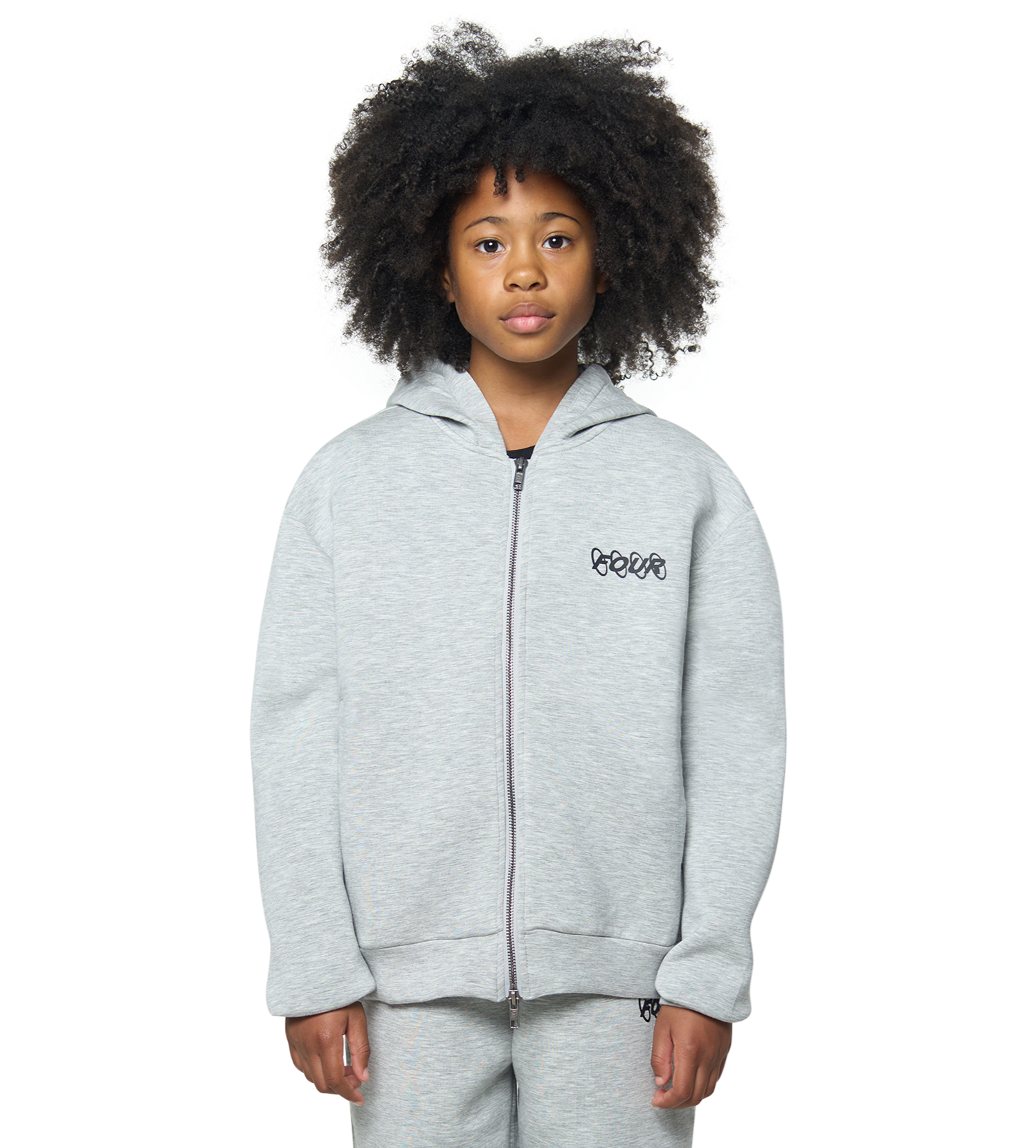 Circles Scuba Zip Up Hoodie Vest Grey Melange