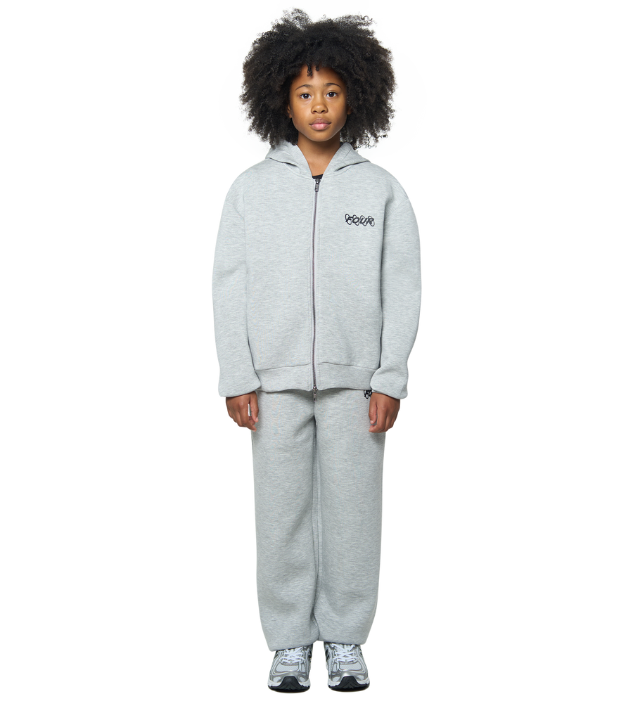 Circles Scuba Zip Up Hoodie Vest Grey Melange