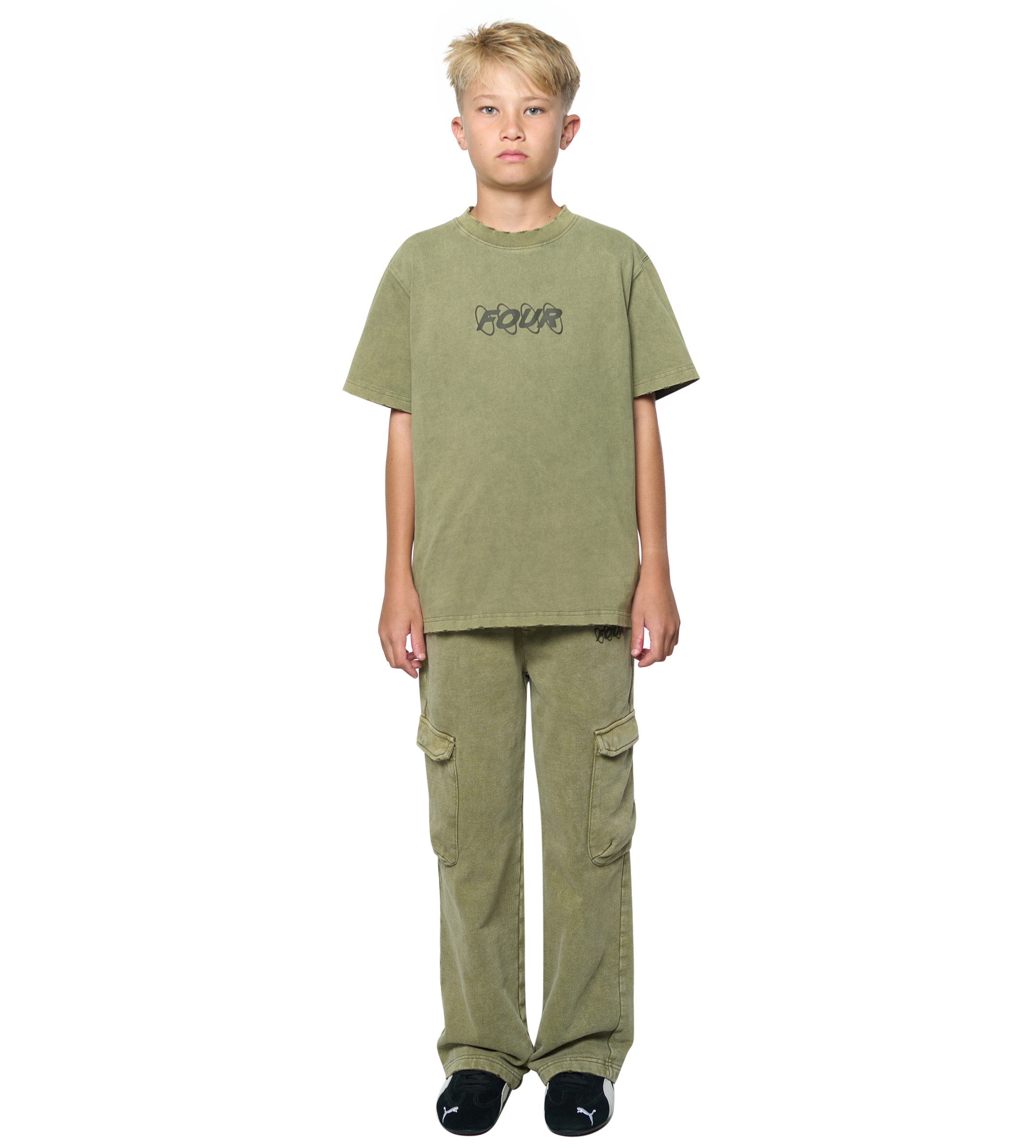 Circles T-Shirt Washed Moss Green