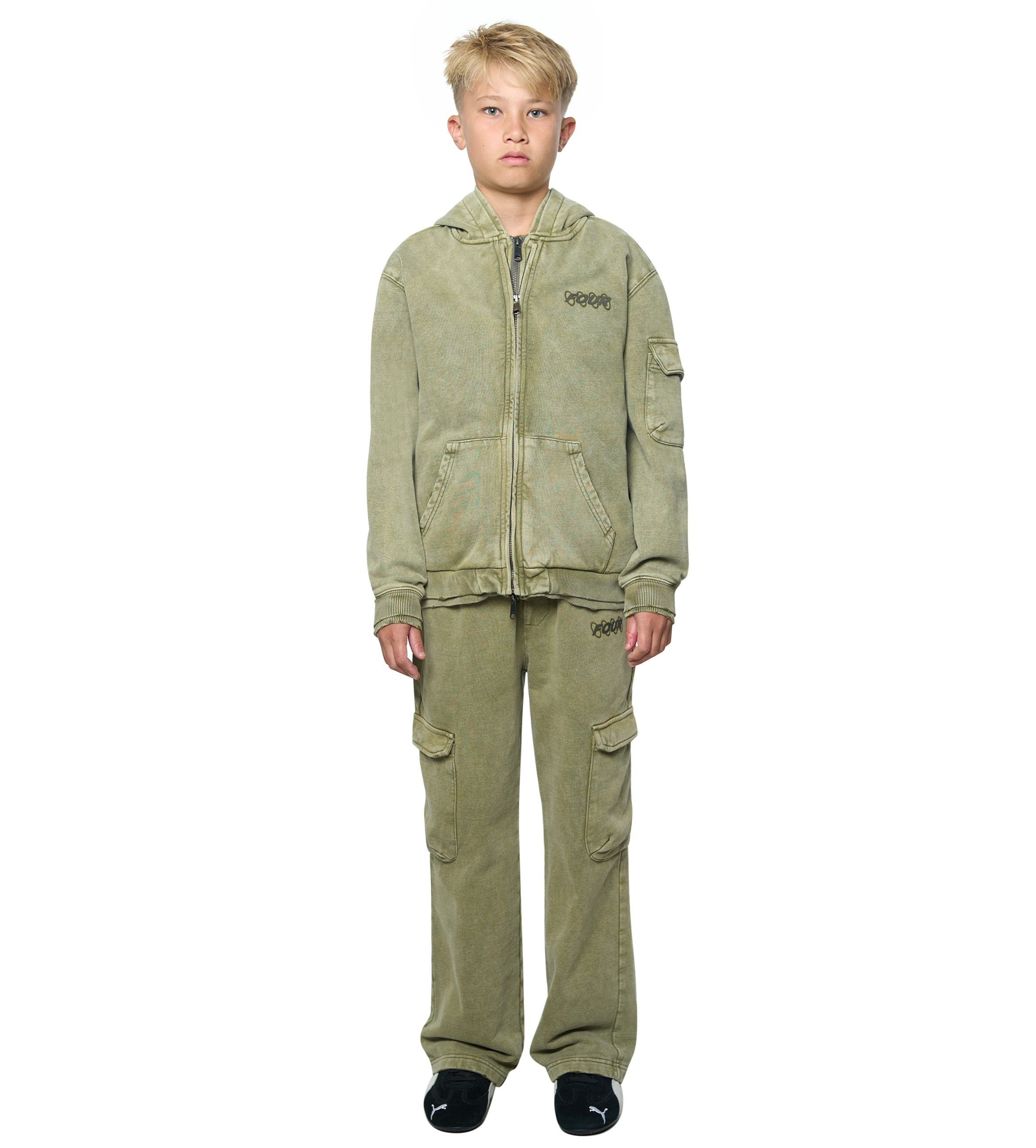 Circles Cargo Sweatpants Washed Moss Green