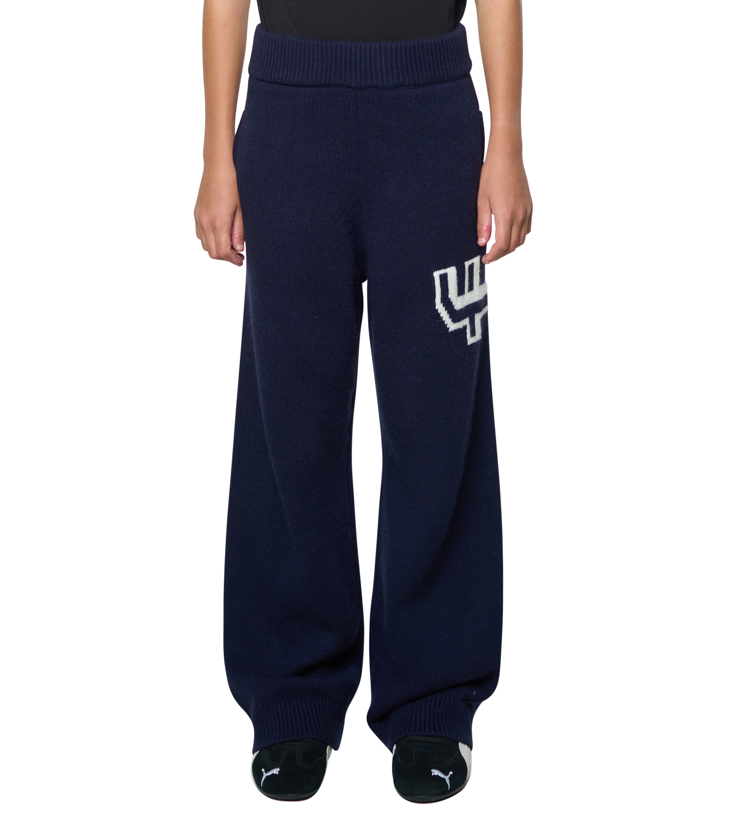 Knitted Pants Marine Blue/ White