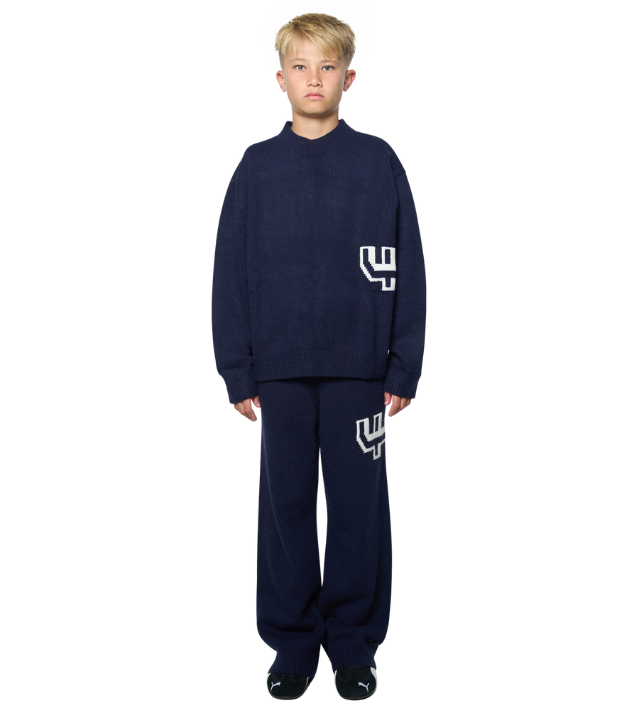 Knitted Crewneck Marine Blue/ White