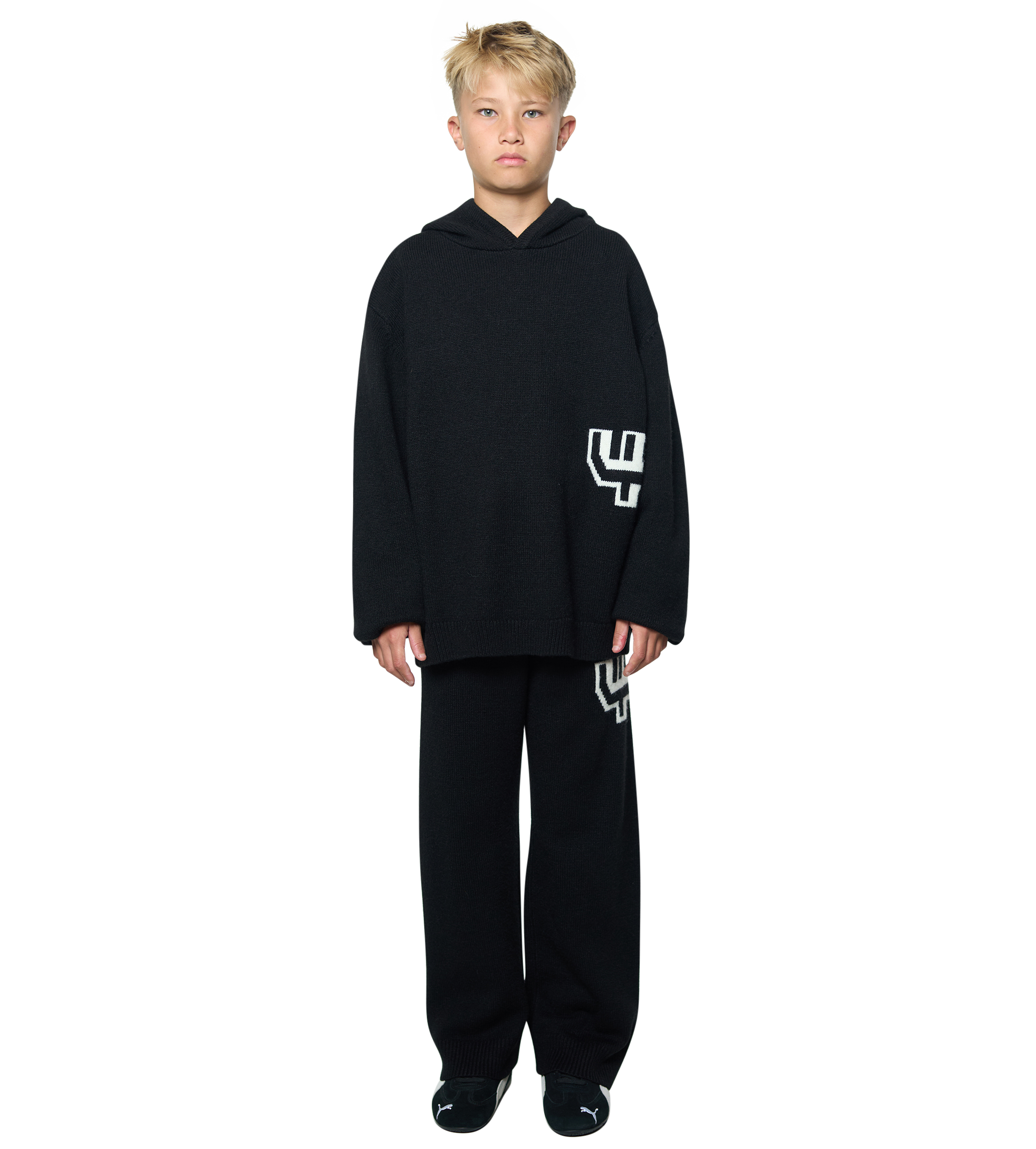 Knitted Hoodie Black/ White