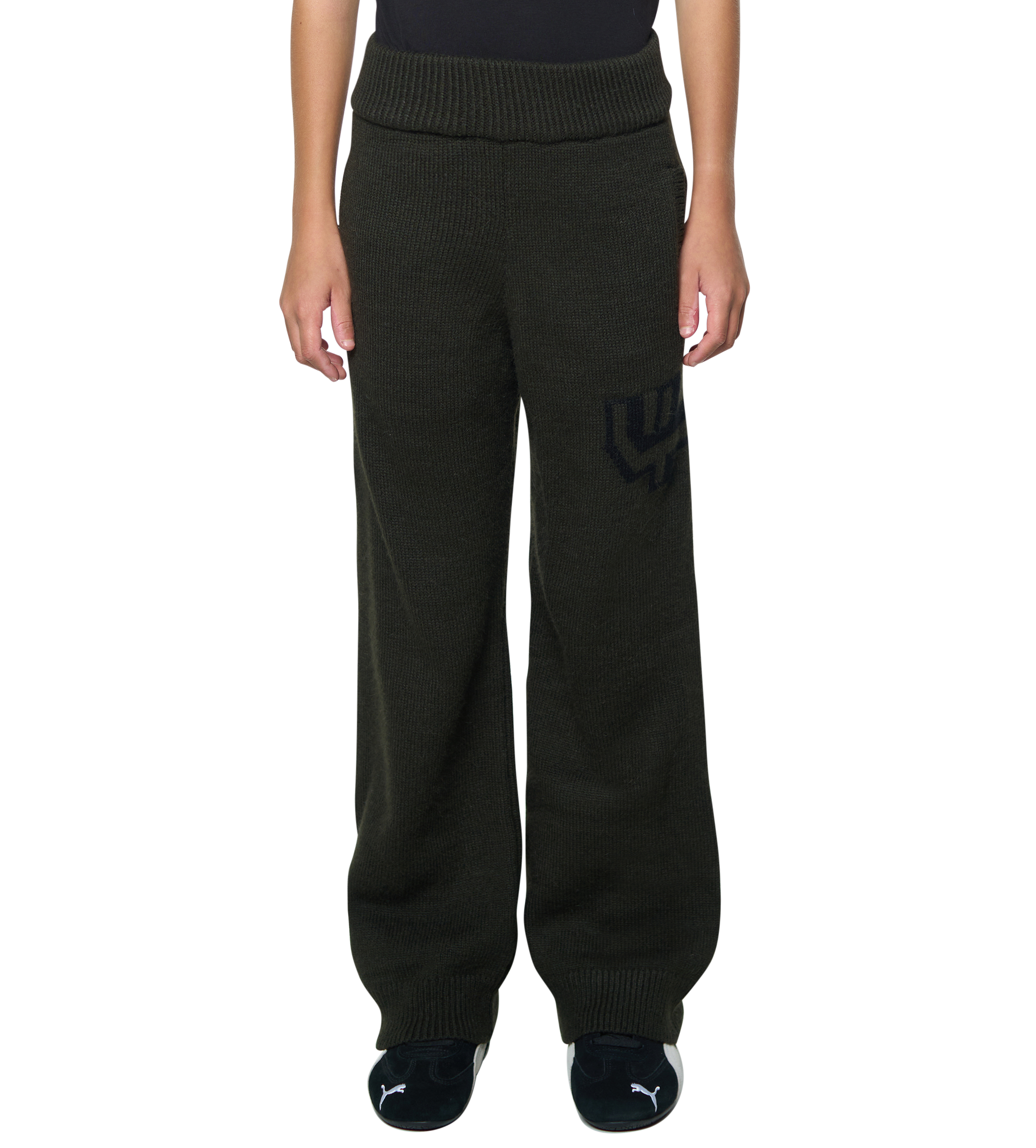 Knitted Pants Dark Green/ Black