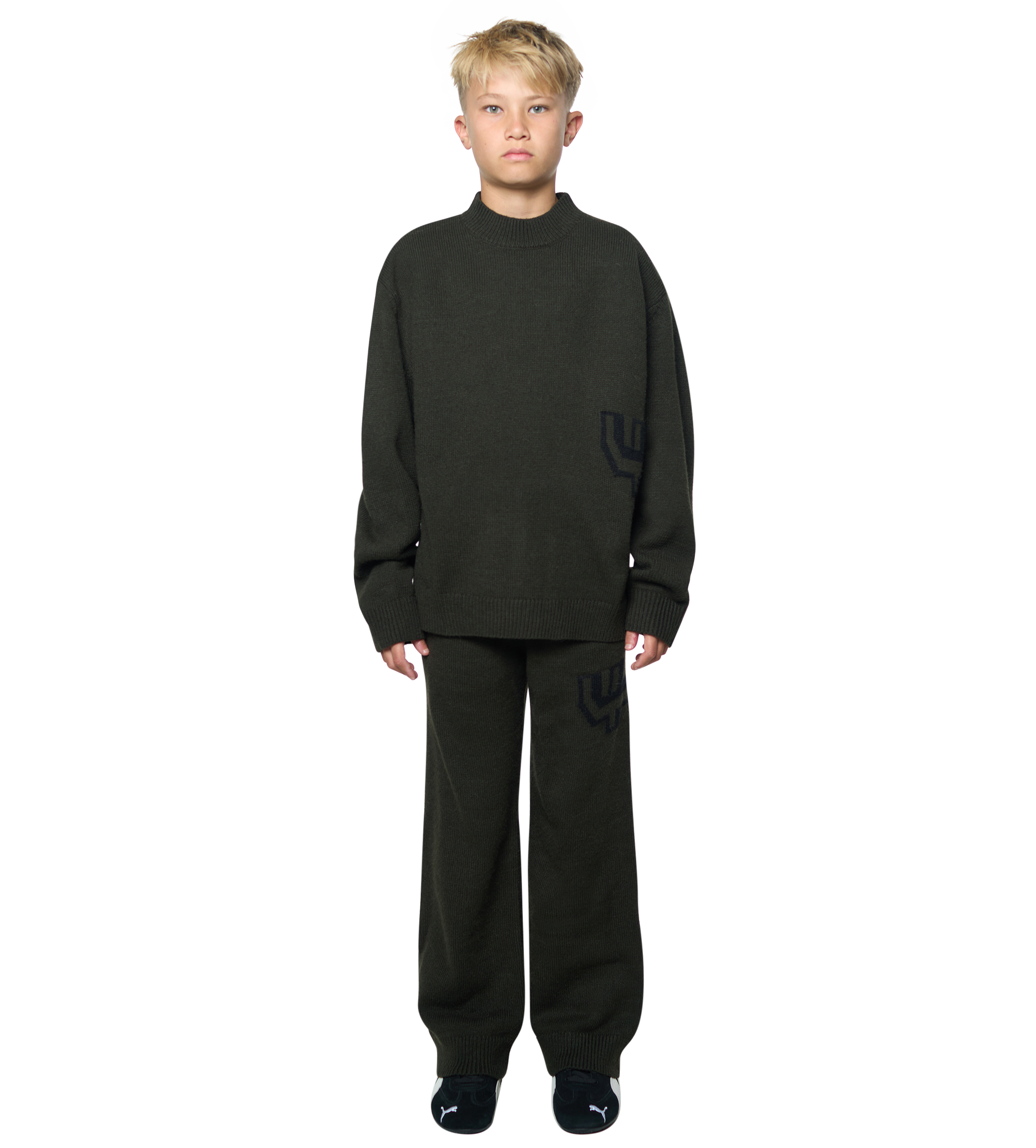 Knitted Crewneck Dark Green/ Black