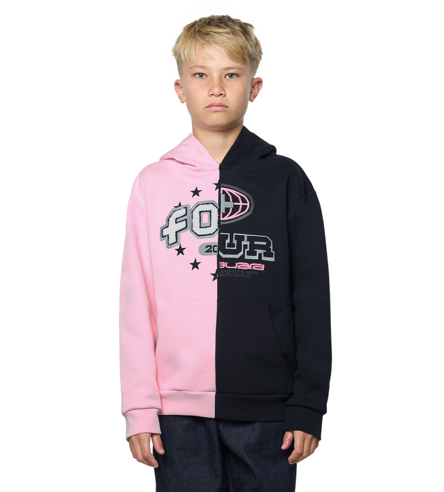 Split Hoodie Black/ Soft Pink