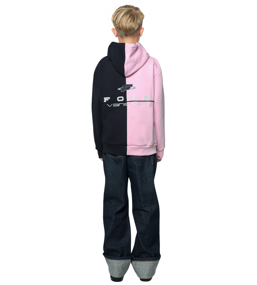 Split Hoodie Black/ Soft Pink
